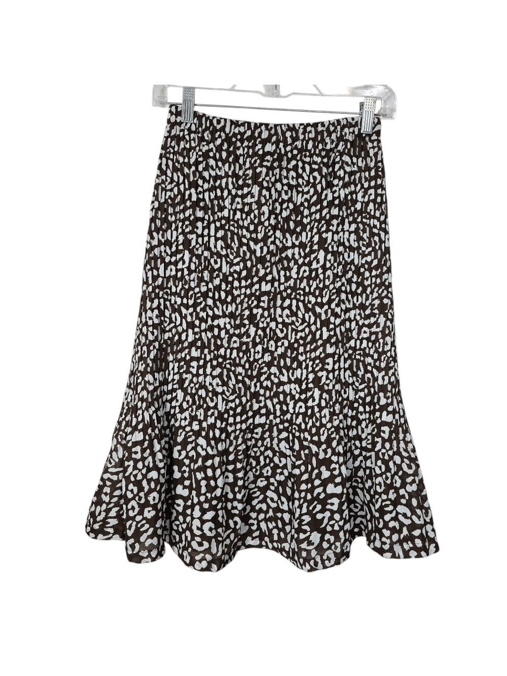 Sunny Leigh Animal Print White Brown Skirt M